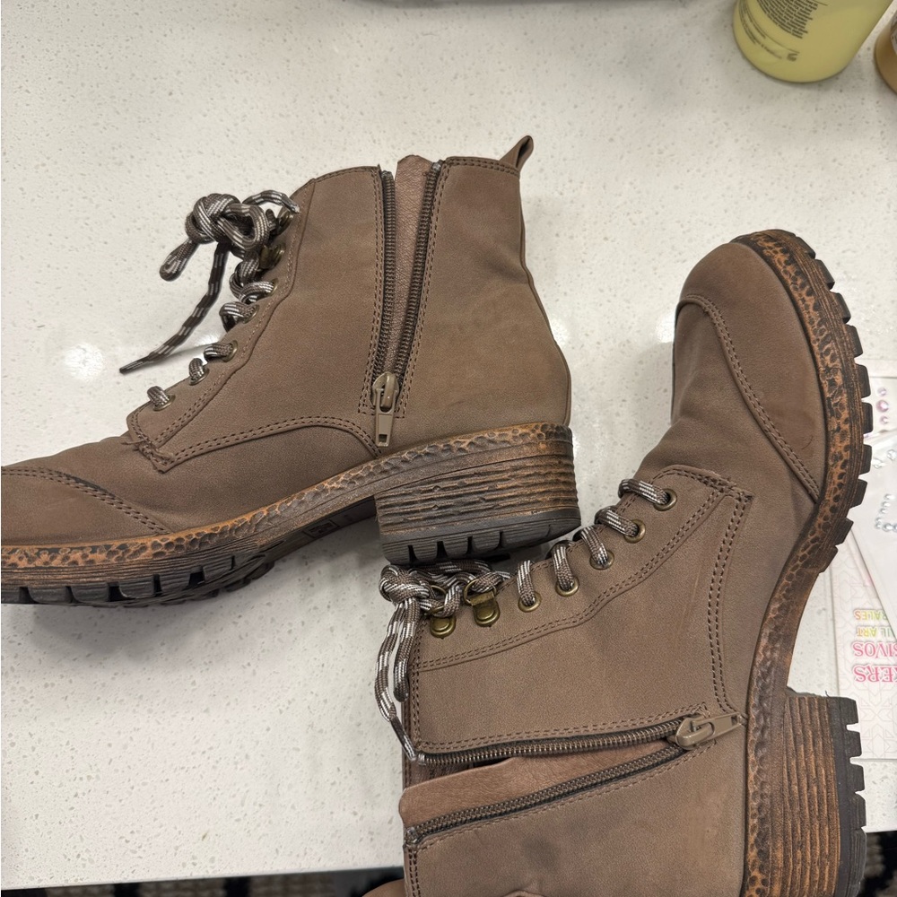Brown Lace-Up Ankle Boots